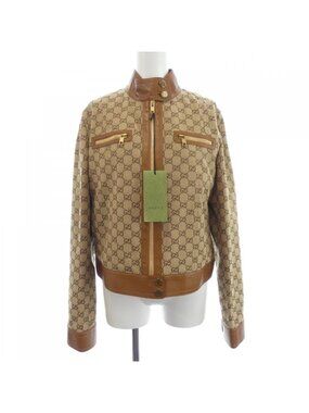 Gucci Leather Trim GG Canvas Jacket